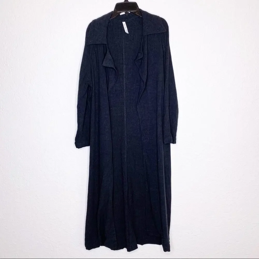 Rachel Pally black linen blend duster jacket size Small